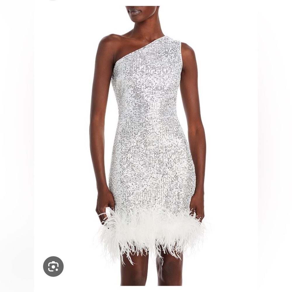 White Sequin Feather dress